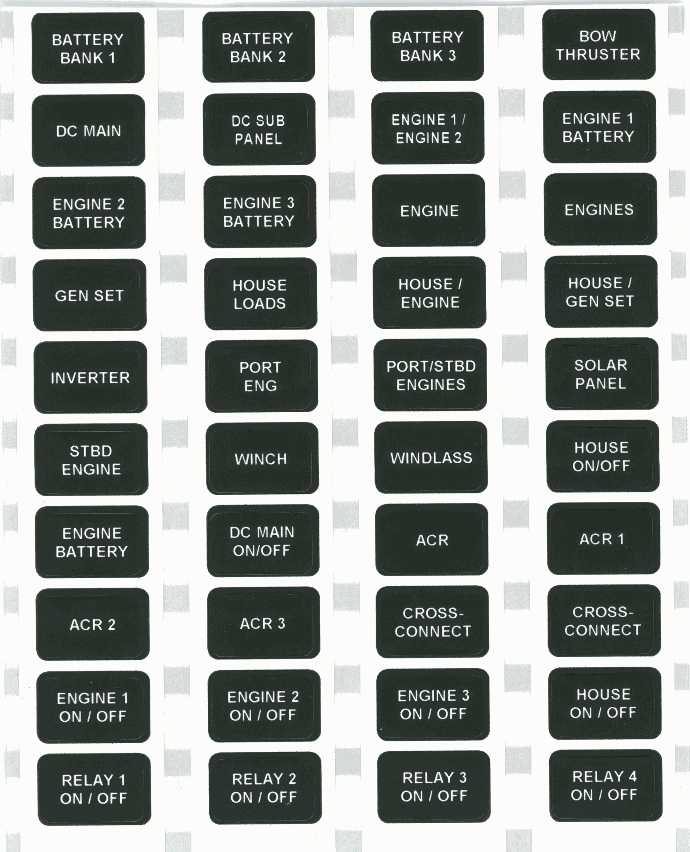 Waterproof Label Set for XD Relays, 40 labels,