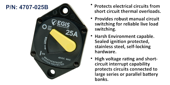 Circuit Breaker 87 Series, Pnl Mnt, 25 A, Bulk Pack