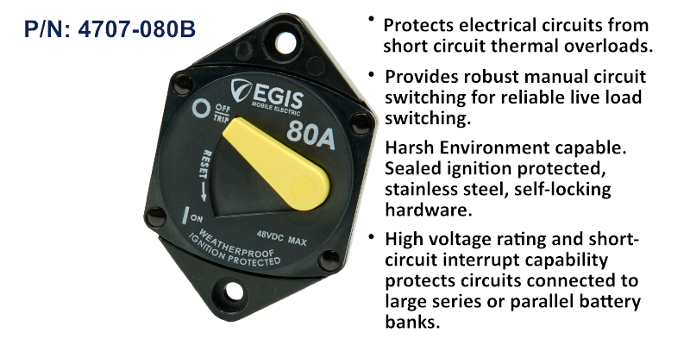 Circuit Breaker 87 Series, Pnl Mnt, 80 A, Bulk Pack