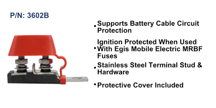 MRBF Terminal Fuse Block - Dual Output, 30-300 A, Red Cover, Bulk