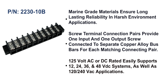 Terminal Block - 30A, 10 Circuit, Bulk Pack