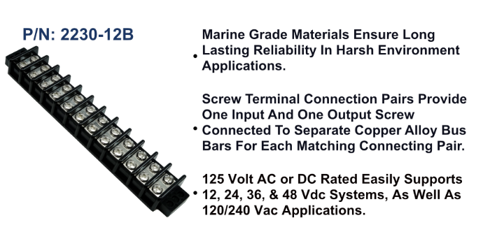 Terminal Block - 30A, 12 Circuit, Bulk Pack