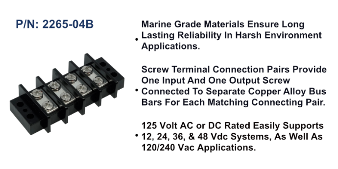 Terminal Block - 65A, 4 Circuit, Bulk Pack