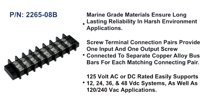 Terminal Block - 65A, 8 Circuit, Bulk Pack