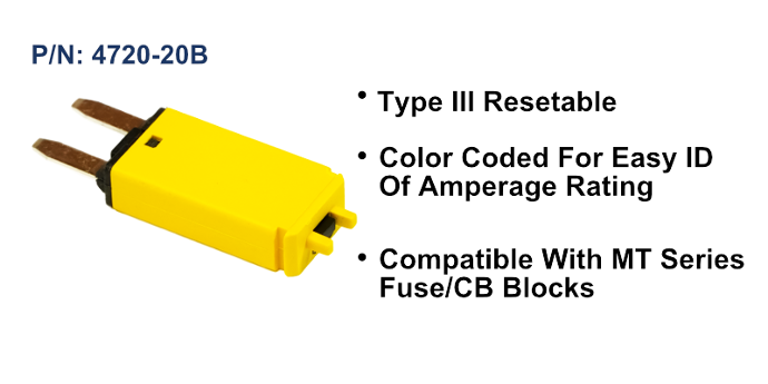 Circuit Breaker, ATM/MINI, 20 Amp, Yellow, Bulk Pack
