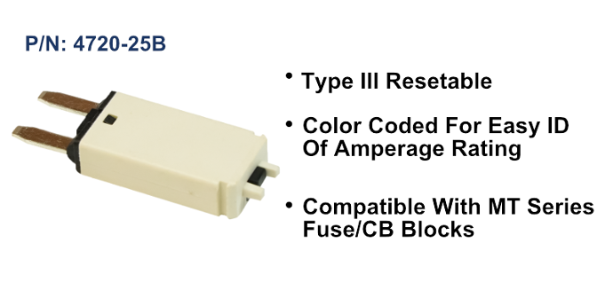 Circuit Breaker, ATM/MINI, 25 Amp, White, Bulk Pack