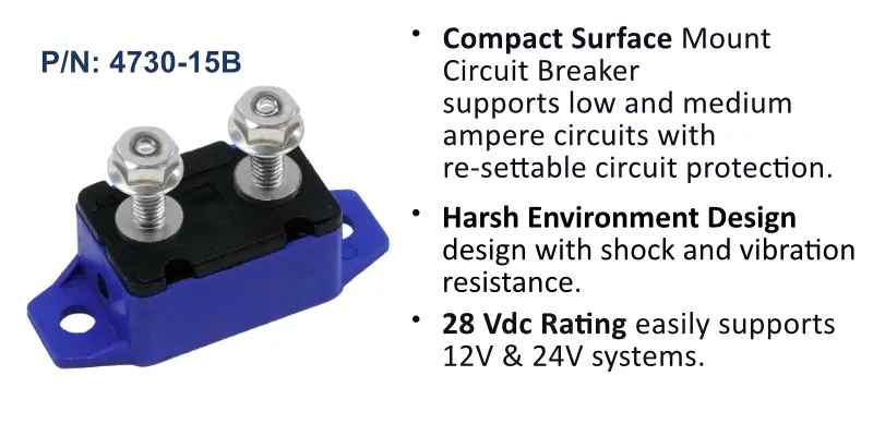 Circuit Breaker, Short Stop Marine, 15 Amp, Blue, Bulk Pack