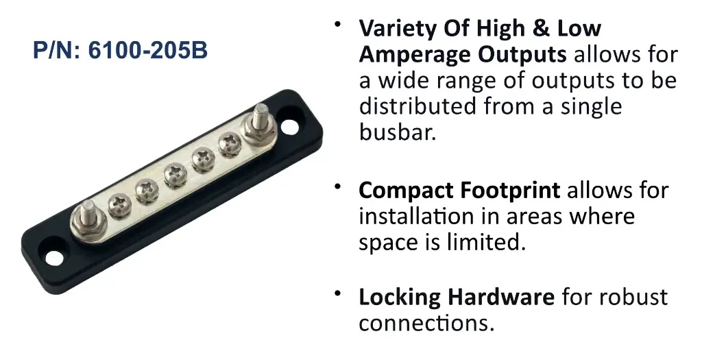 100A Dual Stud BusBar - 5 Screw, Bulk Pack