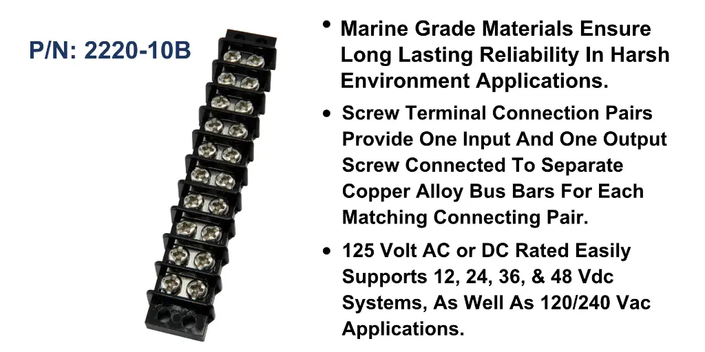 Terminal Block 20A - 10 Circuit, Bulk Pack