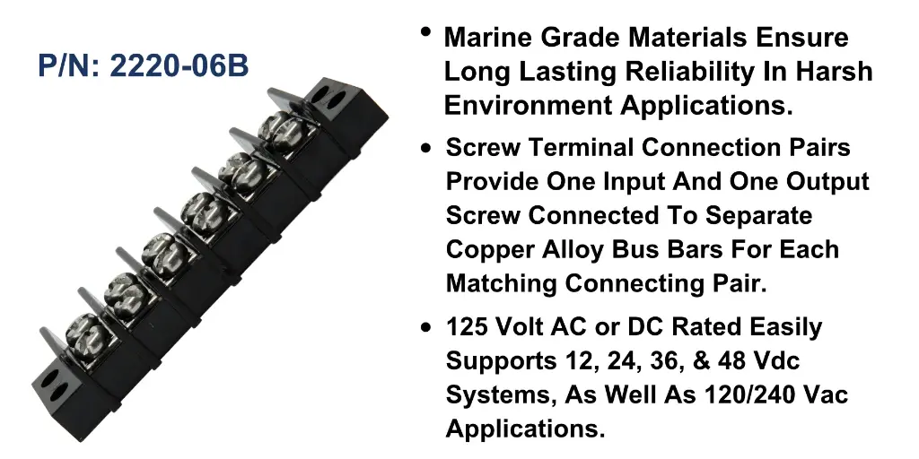 Terminal Block 20A - 6 Circuit, Bulk Pack