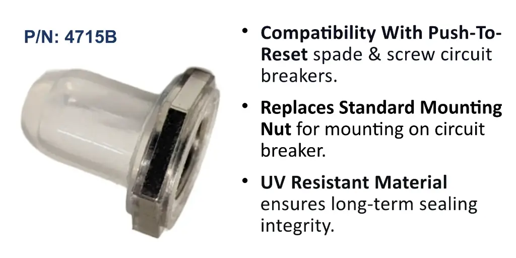 Clear Button Boot, Low Amp Panel Mount Push to Reset Breakers, Bulk