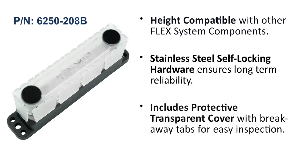 MaxiBus - Dual 5/16" Studs +8 Circuits (#10) - 250 Amp, Bulk Pack