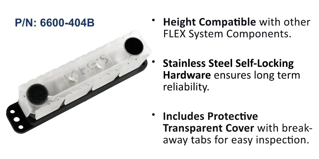 PowerBar - Four M10(3/8") Studs +4 Circuits (#8) - 600 Amp, Bulk Pack