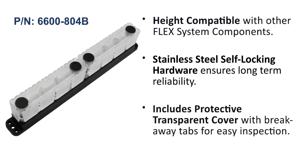 PowerBar - Eight M10(3/8") Studs +8 Circuits (#8) - 600 Amp, Bulk Pack