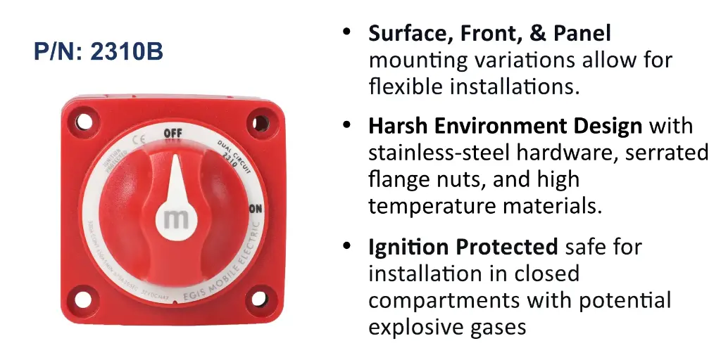 m-Series 300A Dual Circuit Battery Switch Off/On, Bulk Pack