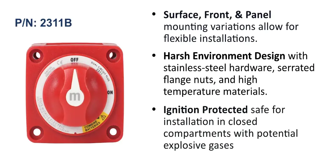 m-Series 300A Dual Circuit with Combine Battery Switch, Bulk Pack