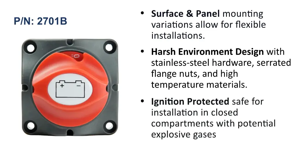 Mini On/Off Battery Switch, 701, Bulk Pack