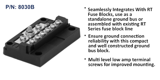 [8030B] RT 12 Circuit Ground Bus Bar, Bulk Pack