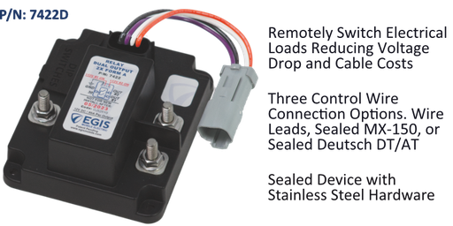 [7422D] TH3 - Dual Relay, 2x 80 Amp - 12V - Deutsch Conn, Bulk Pack