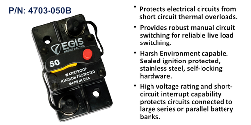 [4703-050B] Circuit Breaker, 85 Series, Surface Mount, 50 Amp, Bulk Pack
