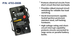 [4703-080B] Circuit Breaker, Surface Mount, 80 Amp, Bulk Pack