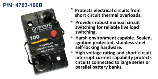 [4703-100B] Circuit Breaker, 85 Series, Surface Mount, 100 Amp, Bulk Pack