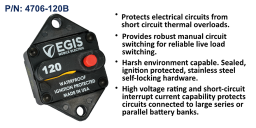 [4706-120B] Circuit Breaker, Panel Mount, 120 Amp, Bulk Pack