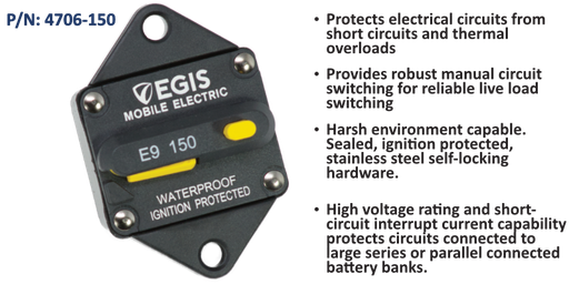 [4706-150B] Circuit Breaker, 85 Series, Panel Mount, 150 Amp, Bulk Pack