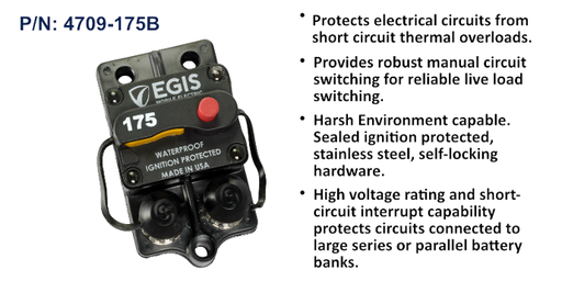 [4709-175B] Circuit Breaker, 85 Series, Surface Mount, 175 Amp, Bulk Pack