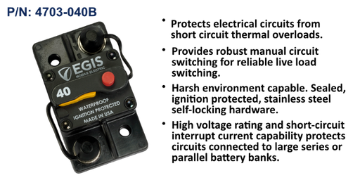 [4703-040B] Circuit Breaker, 85 Series, Surface Mount, 40 Amp, Bulk Pack