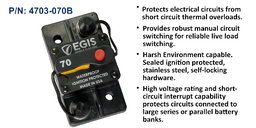 [4703-070B] Circuit Breaker, Surface Mount, 70 Amp, Bulk Pack