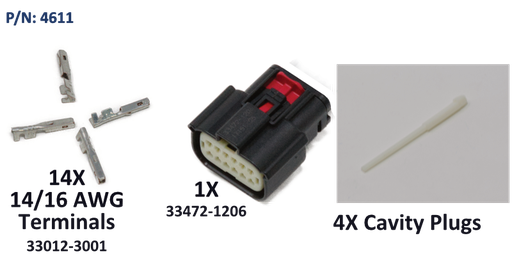 [4610-1001B] Harness, MX-150 12P, 6x14AWG, 6x16AWG, 2 ft  long