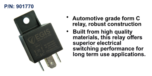 High Current Mini ISO Relay, 40 A, Tab Mount, Form C, 12V