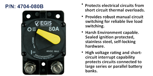[4704-080B] **Circuit Breaker 87 Series, Srf Mnt, 80 A, Bulk Pack