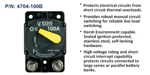 [4704-100B] Circuit Breaker 87 Series, Srf Mnt, 100 A, Bulk Pack