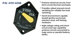 [4707-025B] Circuit Breaker 87 Series, Pnl Mnt, 25 A, Bulk Pack