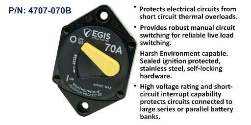 [4707-070B] *Circuit Breaker 87 Series, Pnl Mnt, 70 A, Bulk Pack