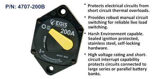 [4707-200B] Circuit Breaker 87 Series, Pnl Mnt, 200 A, Bulk Pack