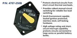[4707-250B] Circuit Breaker 87 Series, 3/8 Studs Pnl Mnt, 250 A, Bulk Pack