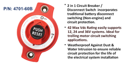 [4701-60B] Mini Breaker Disconnect Switch, 60 A, Panel Mount, Bulk Pack