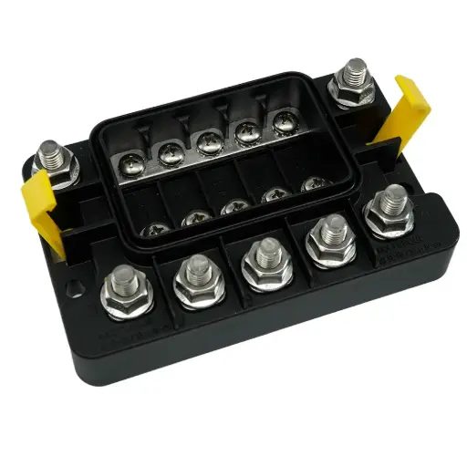 [3908B] MIDI 5x Fuse Block w/Sealed Cover, M8 Inputs/Outputs, Bulk Pack