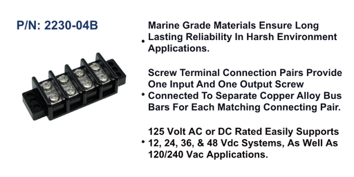 [2230-04B] Terminal Block - 30A, 4 Circuit, Bulk Pack