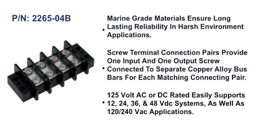 [2265-04B] Terminal Block - 65A, 4 Circuit, Bulk Pack