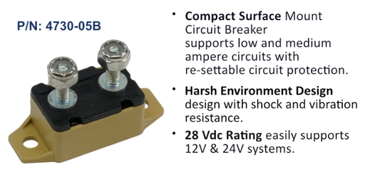 Circuit Breaker, Short Stop Marine, 5 Amp, Tan, Bulk Pack