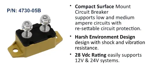 [4730-05B] Circuit Breaker, Short Stop Marine, 5 Amp, Tan, Bulk Pack