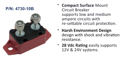 Circuit Breaker, Short Stop Marine, 10 Amp, Red, Bulk Pack