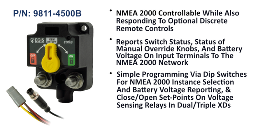 [9811-4500B] Single XD - NMEA 2000 (Relay) w/Knobs - 4 POS DT CON